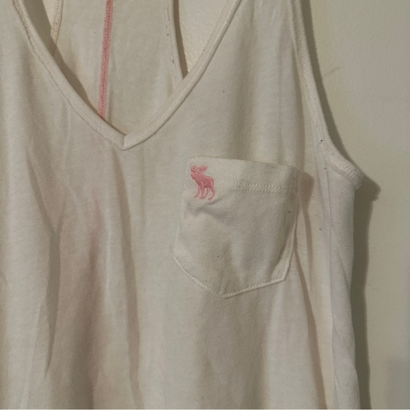 Abercrombie & Fitch white tank Pink Stitching Size M - Picture 3 of 6